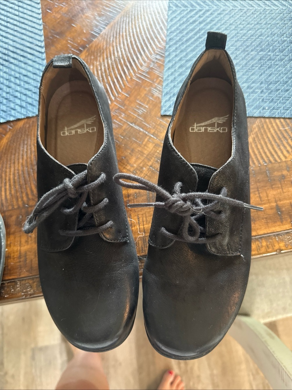Dansko Black Lace-Up Women's Flats